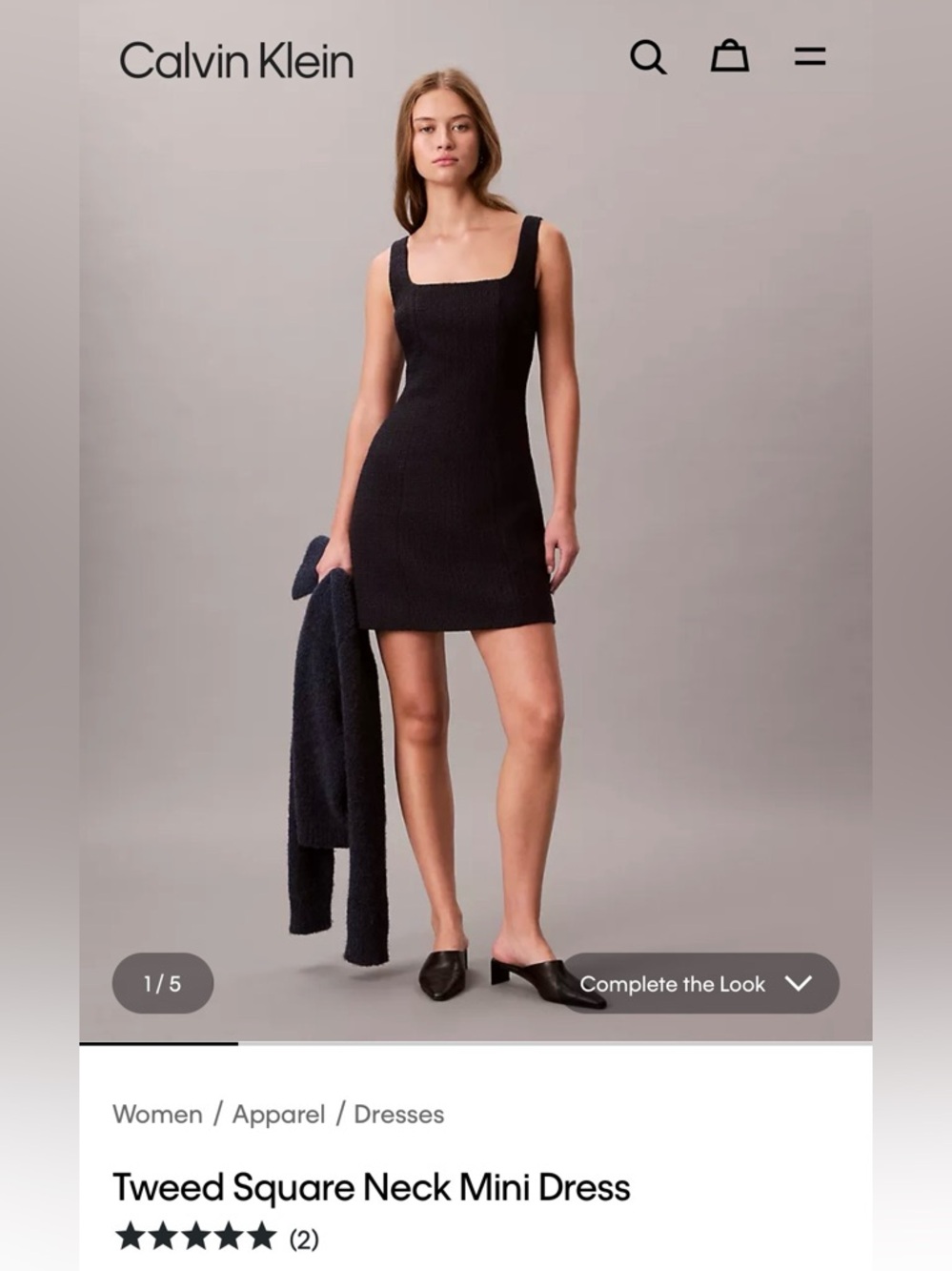 ISO- IN SEARCH OF-Calvin Klein Tweed Square Neck mini Dress